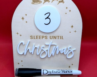 Sleeps Until Santa Comes, Christmas Countdown Sign, Holiday Home Decor