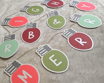 Merry and Bright Paper Garland, Christmas Banner