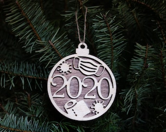 2020 Wood Ornament, Covid, Mask, Toilet Paper