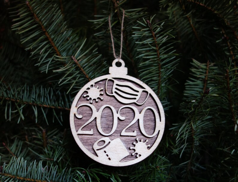 2020 Wood Ornament Toilet Paper Covid Mask