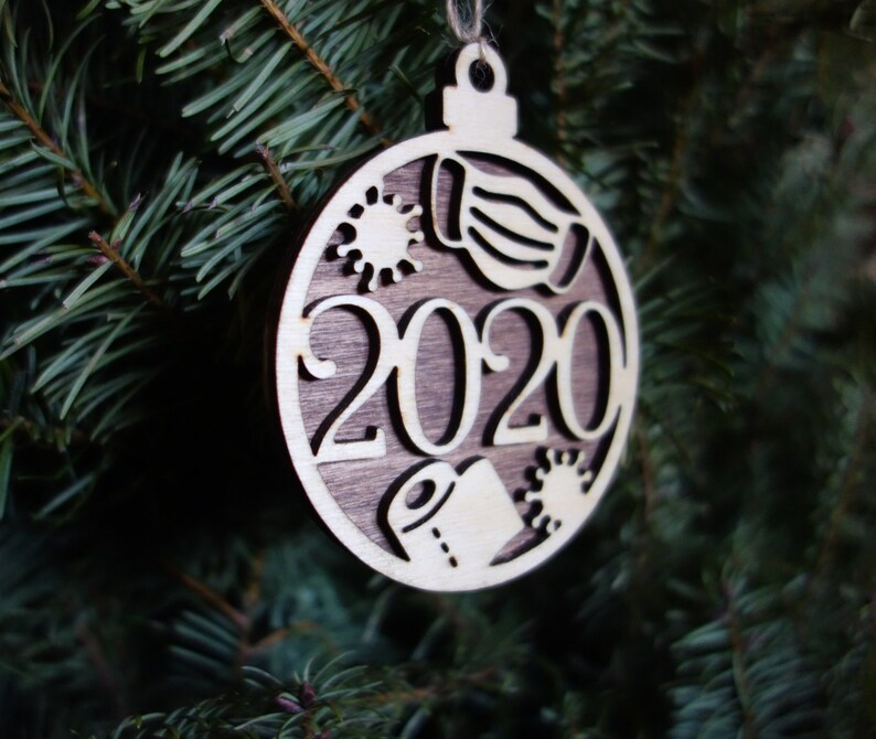 2020 Wood Ornament Toilet Paper Covid Mask