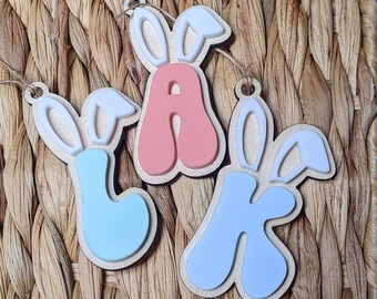 Easter Name Tag, Letter with Bunny Ears, Name Initial