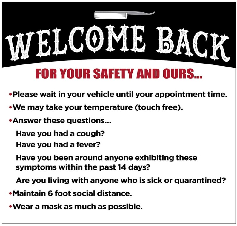 BARBER SHOP Reopening Guidelines Sign Vinyl Decal for Front Etsy