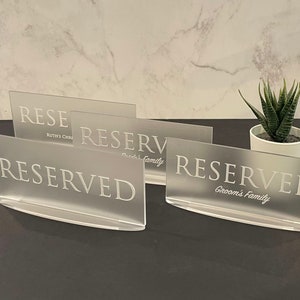 Engraved Acrylic RESERVED sign, Acrylic Wedding Sign, Custom Sign, Great for Restaurants, Events, Parties, Reception