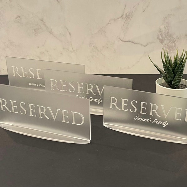 Engraved Acrylic RESERVED sign, Acrylic Wedding Sign, Custom Sign, Great for Restaurants, Events, Parties, Reception