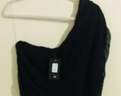 Fashion Nova Mesh One Shoulder Black Mini Dress New