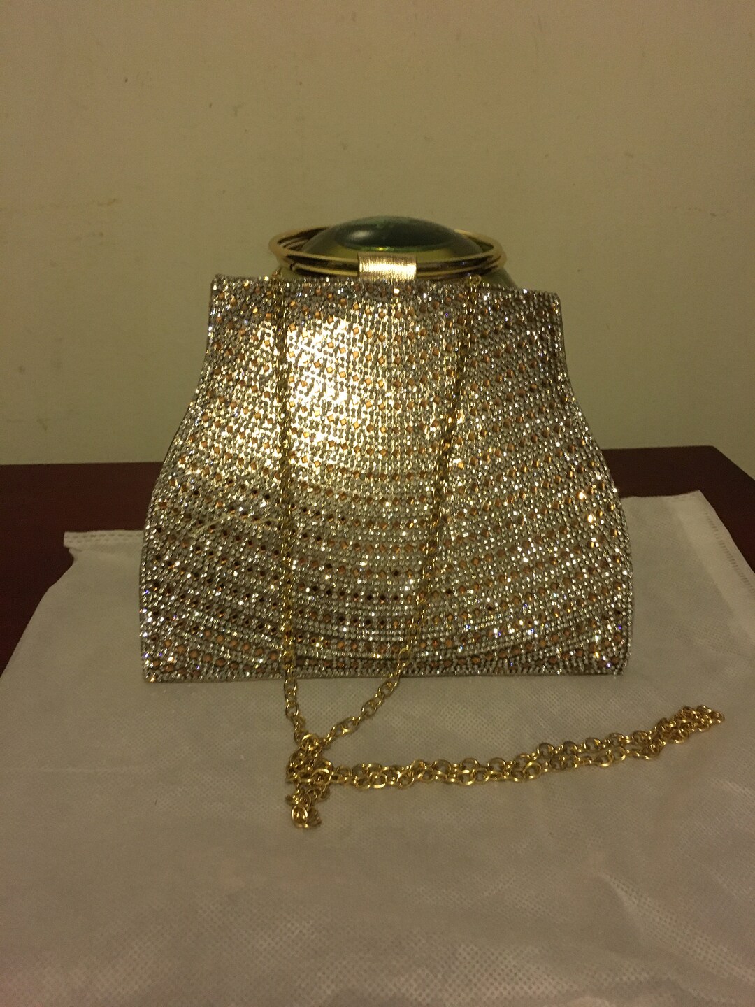 Rhinestone Decor Ring Handle Clutch Bag New Etsy.de