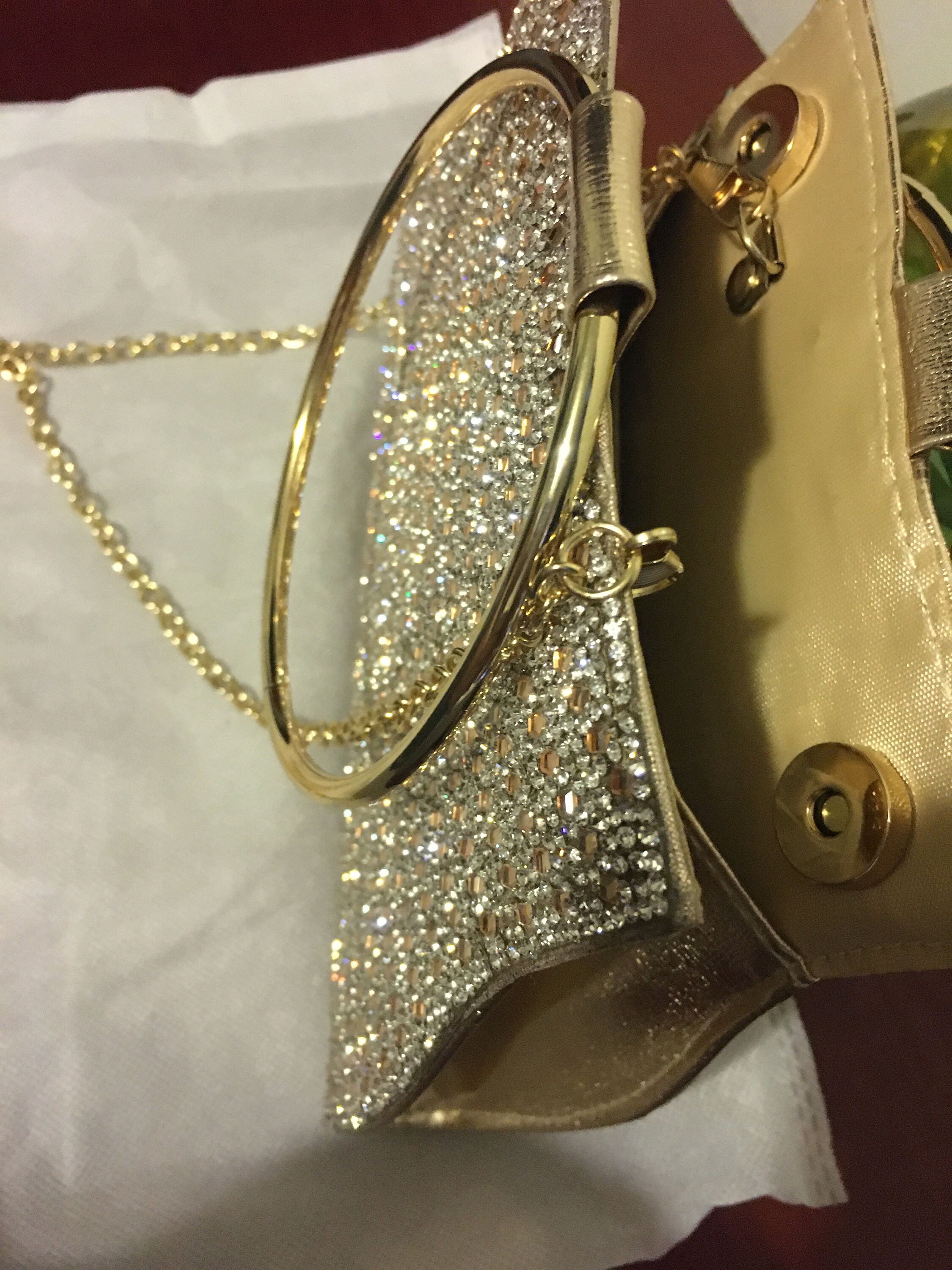 Rhinestone Decor Ring Handle Clutch Bag New Etsy.de