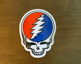 Grateful Dead trippy Steal Your Face sticker - Grateful Dead Bumper sticker | Licensed Dead Head sticker -Perfect for a cooler Free Shipping