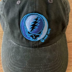Grateful Dead hat - Grateful Dead Black Distressed Steal Your Face hat - Black Stealie hat -One size fits all -adjustable buckle on the back