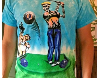 Grateful Dead Golfer tie dye shirt - Grateful Dead Washington DC RFK Tour shirt - reprint of RFK Dead shows Golfing Dead Head shirt Golfing