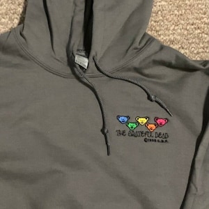 Grateful Dead Embroidered Hoodie - Grateful Dead Sweatshirt - Dancing Bears Hoodie - Garcia, Weir, Hart   (sizes: sm, med, large, XL & 2XL)