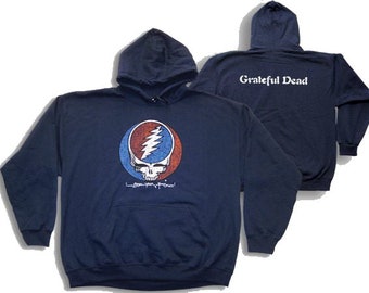 Grateful Dead Hoodies - 2 sided  Grateful Dead Sweatshirts - Grateful Dead Steal Your Face Hoodie (med, large, XL, 2XL) GARCIA MAYER Weir