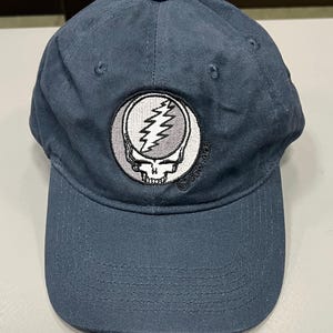 Grateful Dead Steal Your Face hat - Stealie baseball cap - DEAD HEAD hat - Grateful Dead Cap - Dead & Company Hat Silver/Grey embroidery
