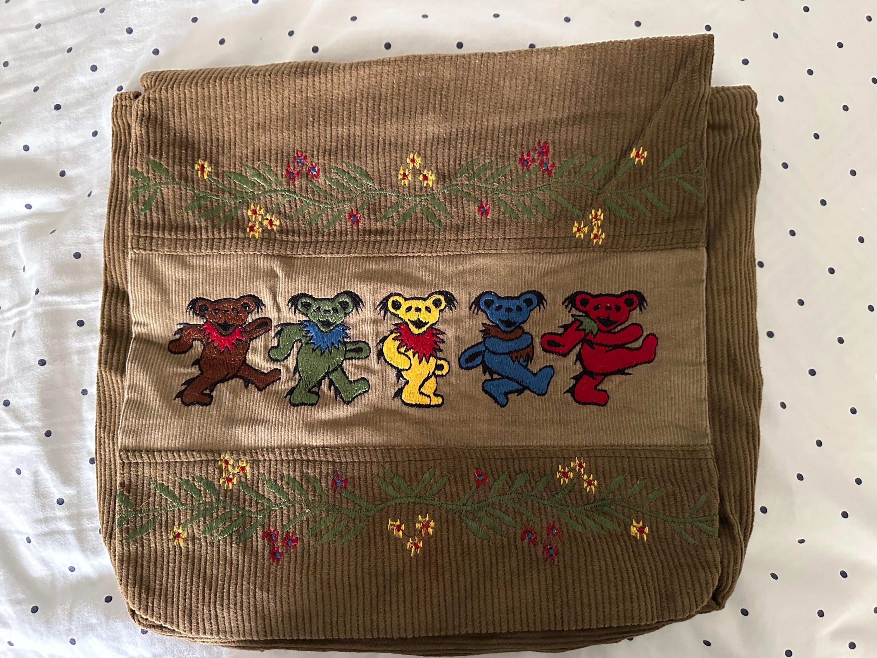 Grateful Dead Bag - Dancing Bears Embroidered Corduroy Messenger