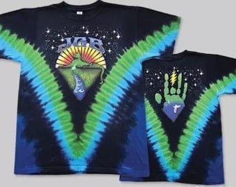 Grateful Dead Jerry Garcia tie dye shirt  - Mountain Cat tie dye - Jerry&#39;s hand on the back of shirt - GARCIA shirt - Jerry shirt