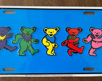 Grateful Dead Dancing Bear License Plate  DEAD HEAD  license plate  lightweight Grateful Dead gifts  Dead and Company gift Dancing Bears