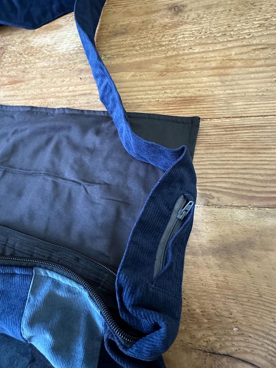 Grateful Dead Dancing Bear Messenger Bag - Blue Corduroy Patchwork