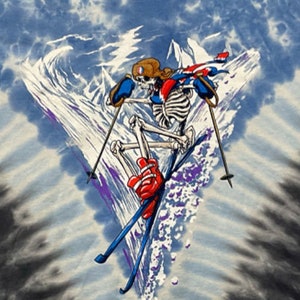 Grateful Dead Skiing tie dye shirt  New Grateful Dead Fresh Powder skiing shirt DEAD HEAD ski shirt Grateful Dead Ski shirt DEAD shirt