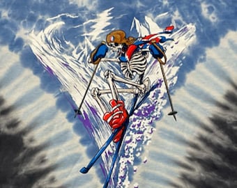 Grateful Dead Skiing tie dye shirt  New Grateful Dead Fresh Powder skiing shirt DEAD HEAD ski shirt Grateful Dead Ski shirt DEAD shirt