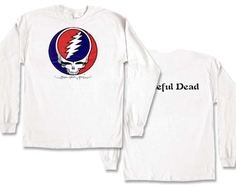 May include: White long-sleeve t-shirt with a colorful Grateful Dead Steal Your Face logo on the front and "Grateful Dead" text on the back.