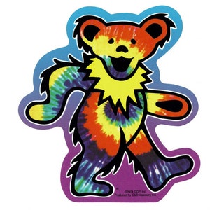 Grateful Dead Dancing Bear sticker - Grateful Dead Tie Dye Dancing Bear sticker | Free Shipping licensed by G. Rose