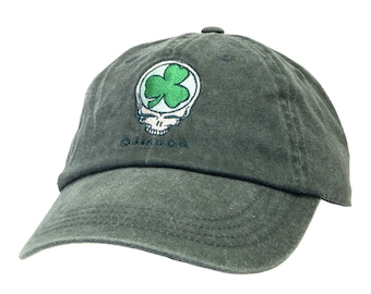 Grateful Dead Hat  Steal Your Face Shamrock hat / cap - Grateful Dead gift  Dead & Company hat - Green Grateful Dead cap - DEAD HEAD HAT