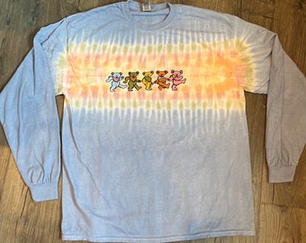 New Dancing Bear Grateful Dead Long Sleeve shirt - Bear Track Dancing Bears long sleeve tie dye shirt Row of Dancing Bears shirt - All sizes