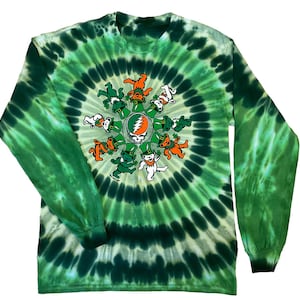 Grateful Dead Irish Bears - Long Sleeve Dancing Bear Celtic Tie Dye shirt - Grateful Dead - Tie Dye Grateful Dead Saint Patrick’s Day shirt