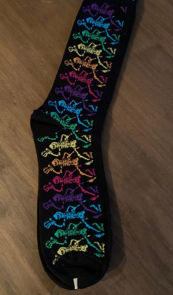Grateful Dead Socks | Grateful Dead  Skelton top hat socks | Dancing Skeletons Socks  Dead and Company socks | Dead Head GDP Licensed socks