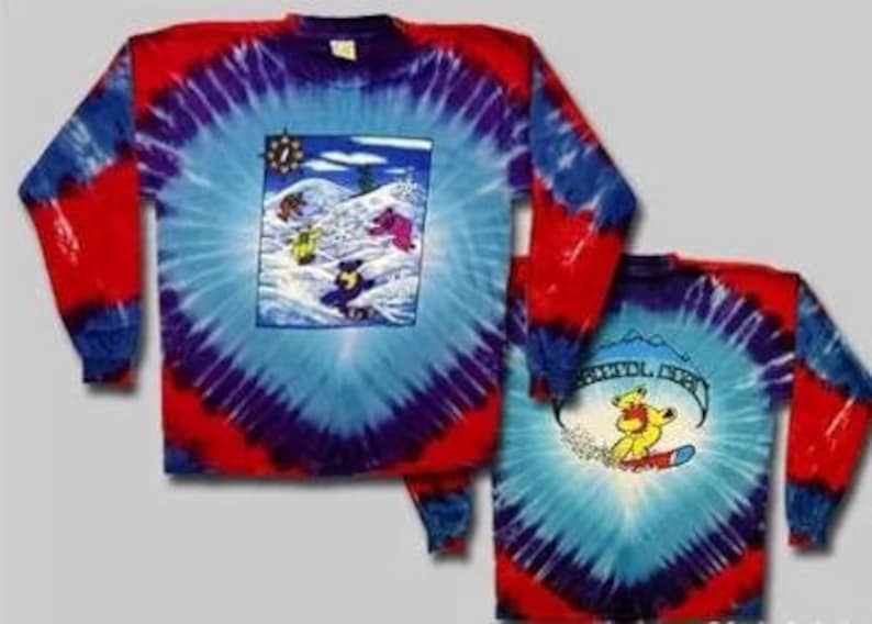 Dancing Bears Long Sleeve Tie Dye shirt Grateful Dead Long Sleeve Snow Boarding shirt sizes medium. large, XL and 2XL Hey Now!!