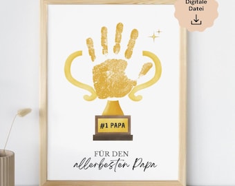 Vatertag Geschenk Papa Handabdruck Kinder, Baby Papa Weihnachten Bester Papa Geburtstag personalisiert Papa Pokal Poster Digitaler Download