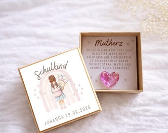 Geschenkschachtel Schulanfang personalisiert, Geschenk Einschulung, Kinder Mutstein Geschenk, Mutmacher Kinder Schule, 1. Schultag Geschenk