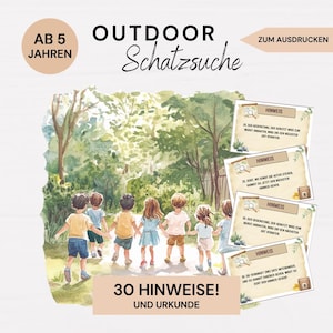 Outdoor Schnitzeljagd Kinder 5 Jahre Schatzsuche Garten Schnitzeljagd Kindergeburtstag Spiele Garten Schatzsuche Draußen zum Ausdrucken PDF