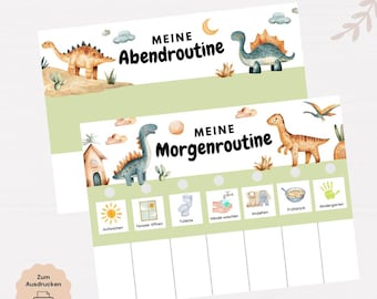 Morgen & Abendroutine für Kinder Dino | Morgenroutine für Kinder zum Ausdrucken | Routineplan für Kinder | Digitaler Download