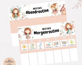 Morgen & Abendroutine für Kinder Feen | Morgenroutine für Kinder zum Ausdrucken | Routineplan für Kinder | Digitaler Download