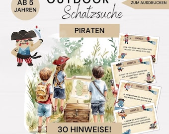 Outdoor Schnitzeljagd Piraten Kinder Schatzsuche Garten Schnitzeljagd Kindergeburtstag Spiele Garten Schatzsuche Draußen zum Ausdrucken PDF