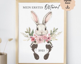 Ostern Fußabdruck Vorlage für Kinder | Hase Fußabdruck | Baby Fußabdruck Ostern |  Ostern Basteln | Ostergeschenk | Digitale Datei