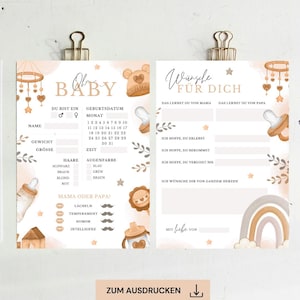 Babyparty Ratespiel & Wünsche-Karten Boho | Tippkarten Babyparty | Babyparty Spiele zum Ausdrucken | Babyparty Ideen | Digitaler Download