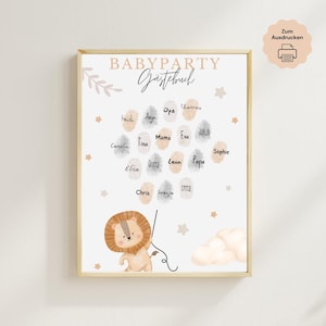 Babyparty Gästebuch für Fingerabdrücke | Babyshower Gästebild Luftballons | Gästebuch zum Ausdrucken | Digitaler Download