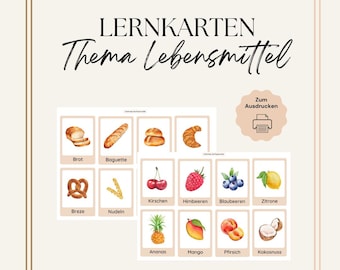 Montessori Lernkarten Lebensmittel | Einkaufszettel Montessori | Einkaufen lernen Kinder | Einkaufshilfe |Digitaler Download