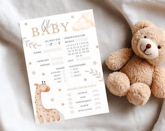 Babyparty Ratespiel & Wünsche-Karten Boho, Tippkarten Babyparty, Babytippkarte, Baby Shower Spiel, Mädchen oder Junge raten, Spiel Babyparty