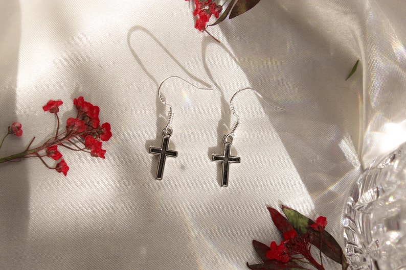 Handmade 925 Silver Cross Earrings