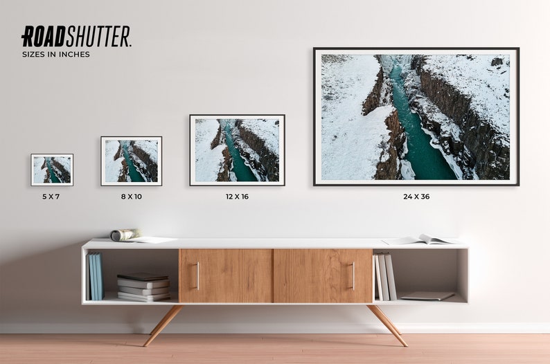 2 Scandinavian Waterfall Horizontal Wall Art Nordic Landscape Nature Home Decor Set of Aerial Iceland Turquoise River Photography Prints