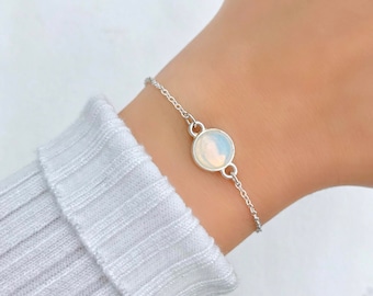 Silver Sea Opal Bracelet, Silver Opal Bracelet, Opalite Silver Bracelet
