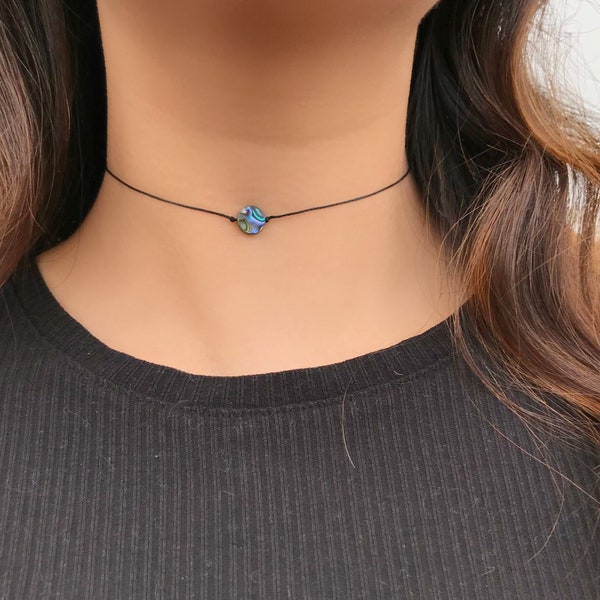 Abalone Coin Cord Choker