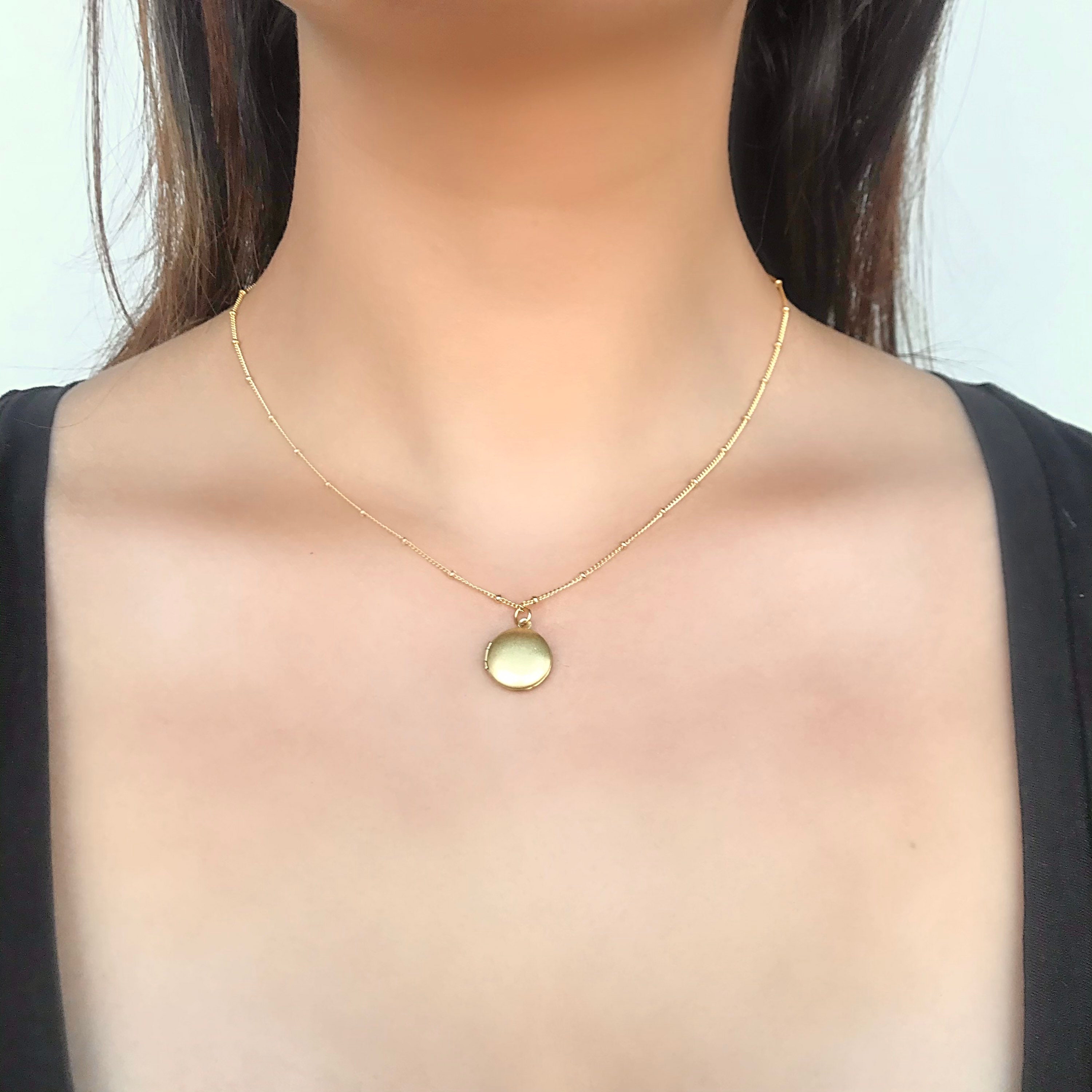 Gold Locket Necklace Etsy