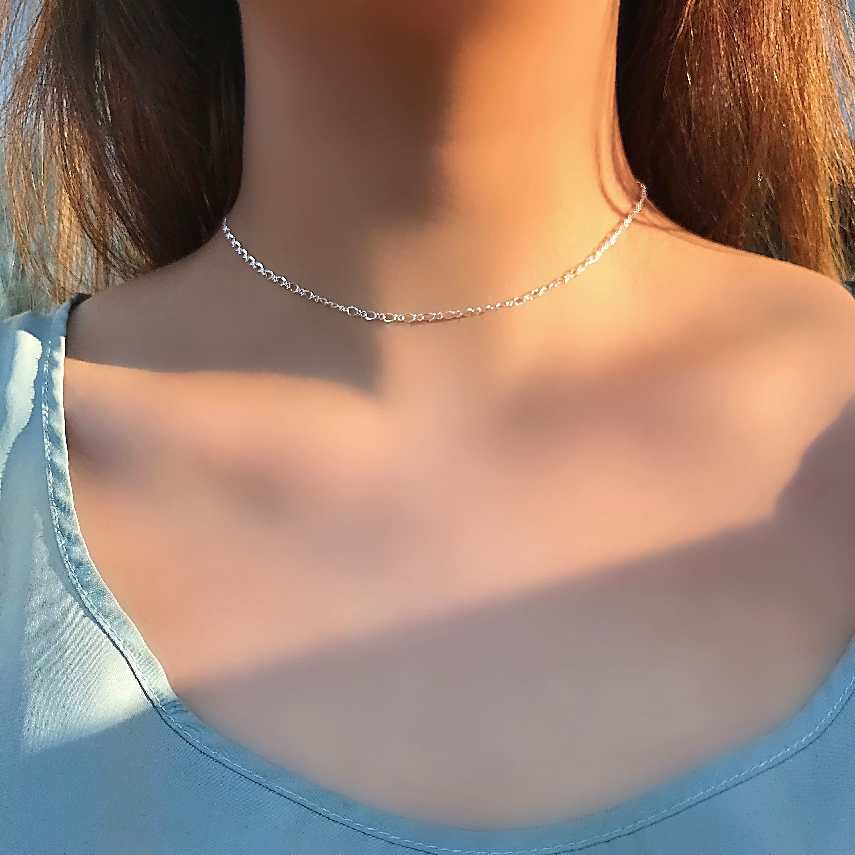 Delicate Silver Necklace, Silver Dainty Chain Necklace, Thin Silver Chain Necklace