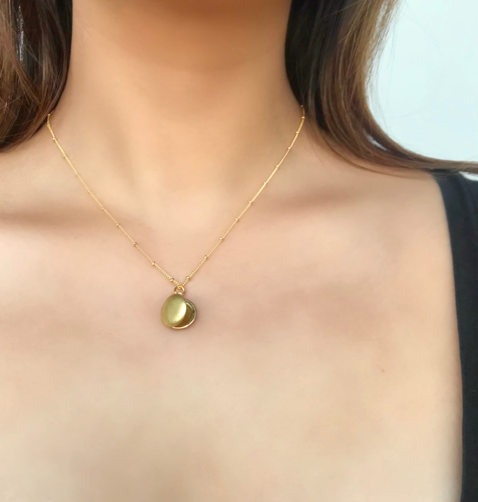 Gold Locket Necklace Etsy