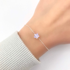 Opalite Star Bracelet, silver opal bracelet, dainty silver star bracelet